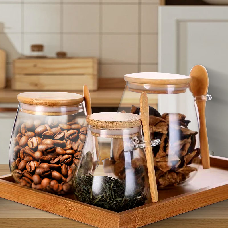 Coffee Tea And Sugar Canister Set - 34-Unzen-Verglas aus versiegeltem Glas mit Löffel