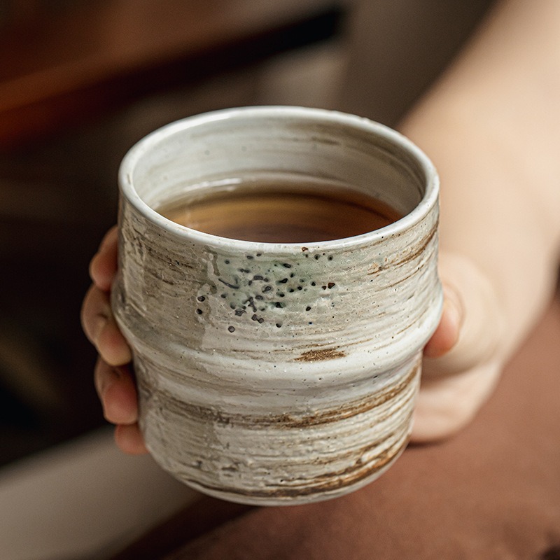 Coffee Tea Japan - Japanische raue Keramik-Kaffeetasse, Vintage-alte Kürbistasse, vorgestellter