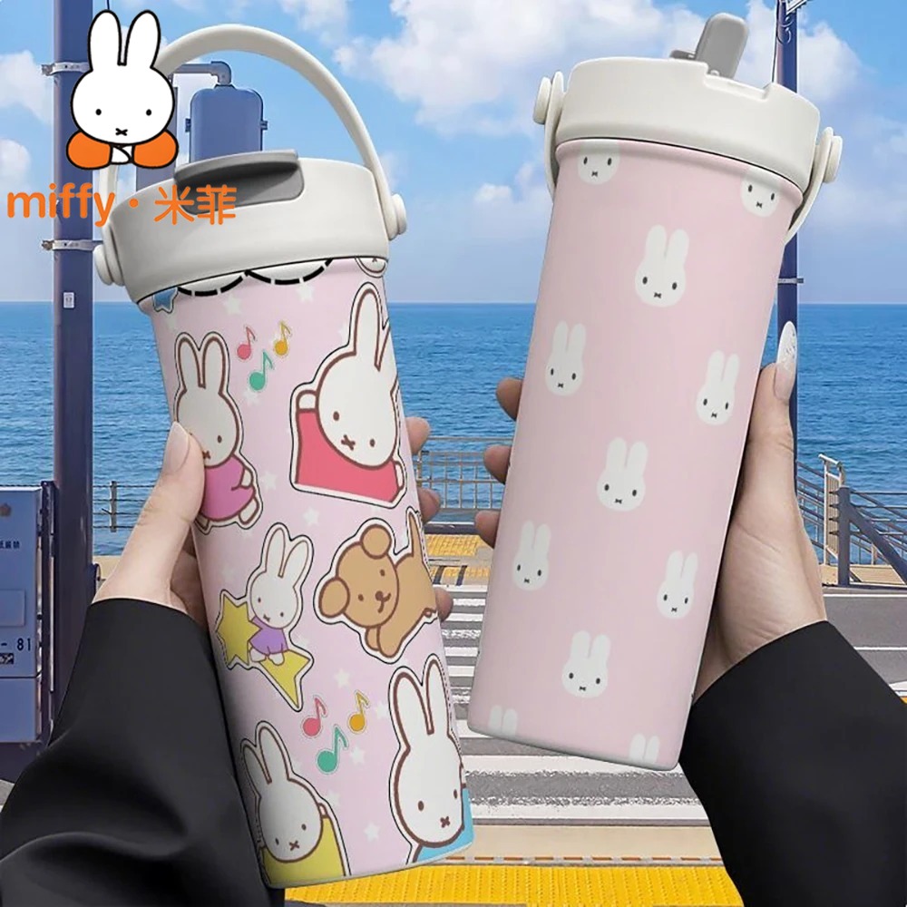 Coffee Tea Japan - Miffy Rabbit Handheld-Thermoskanne mit zwei Trinkhalmen,