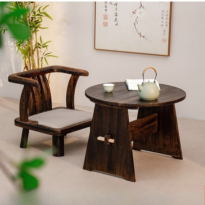 Coffee Tea Room - Runder Couchtisch aus massivem Holz, abnehmbare