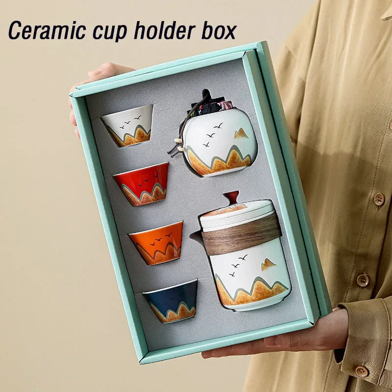 Coffee Tea And Sugar Set - Geschenkbox, Keramik-Teetasse im chinesischen Stil, Teekanne