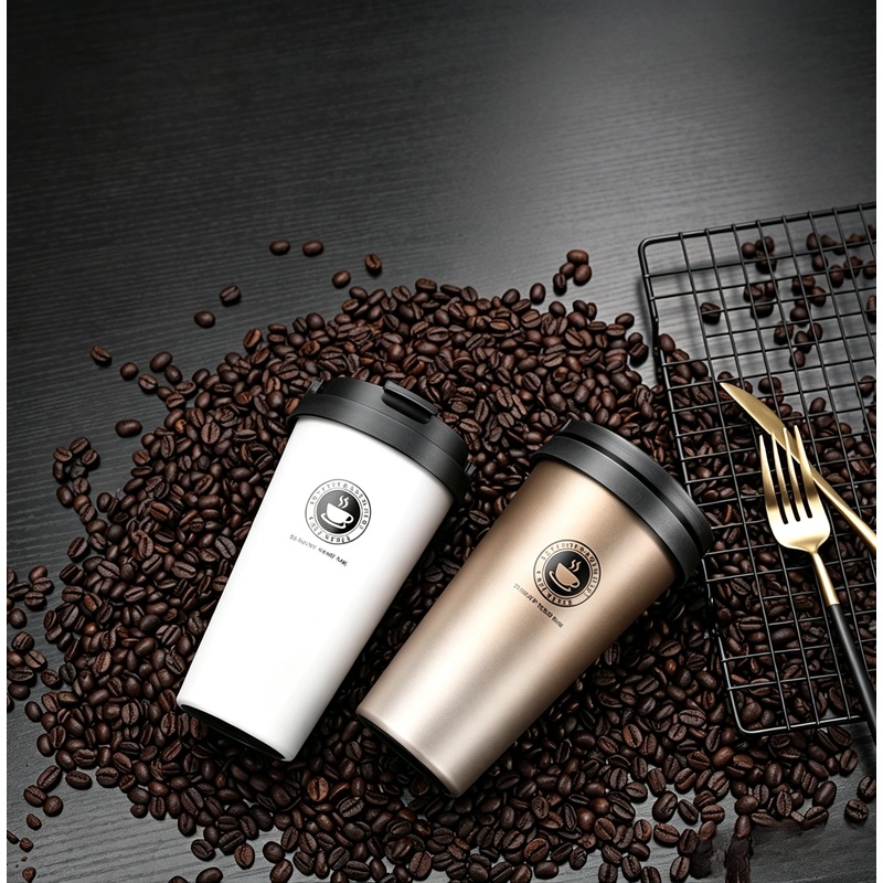Coffee Tea Exchange - 500ml Isolierter Reise-Kaffeebecher, Doppelwandiger Vakuum-Edelstahl-Becher, Auslaufsicherer