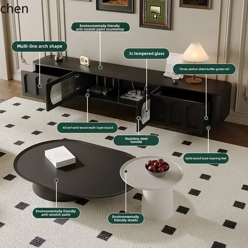 Coffee&Tea House Menu - i5.15 Retro-TV-Schrank Couchtisch-Kombination Moderner Einfacher Wohnzimmer-Bodenschrank