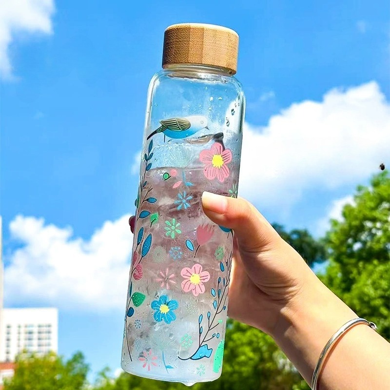 Cold Brew Bottle - Temperaturwechselnde Glasbecher Große Borosilikat-Sportwasserflasche Wärmeübertragungs-Geschenkbecher für
