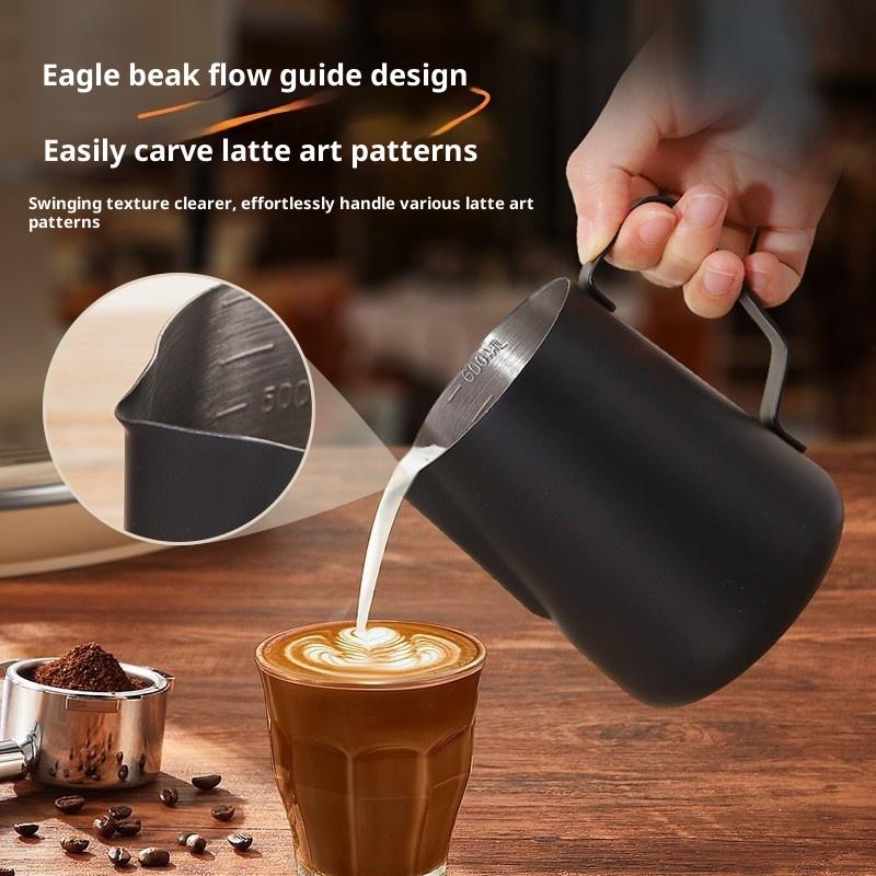 Barista Milk Jug - 350/600ML Kaffee-Milchaufschäumkrug aus Edelstahl mit Präzisionsskala,