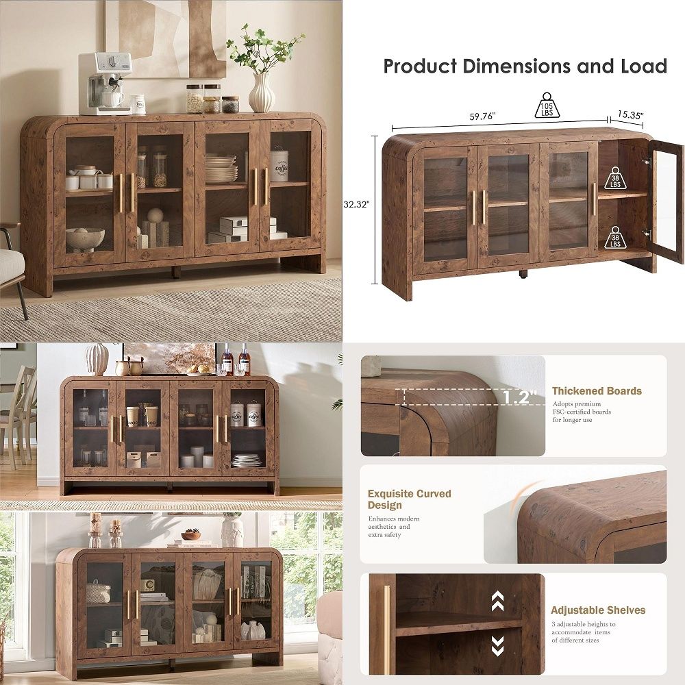 Coffee&Tea House Menu - Sideboard-Buffetschrank mit Stauraum, Sideboard-Schrank mit verstellbaren