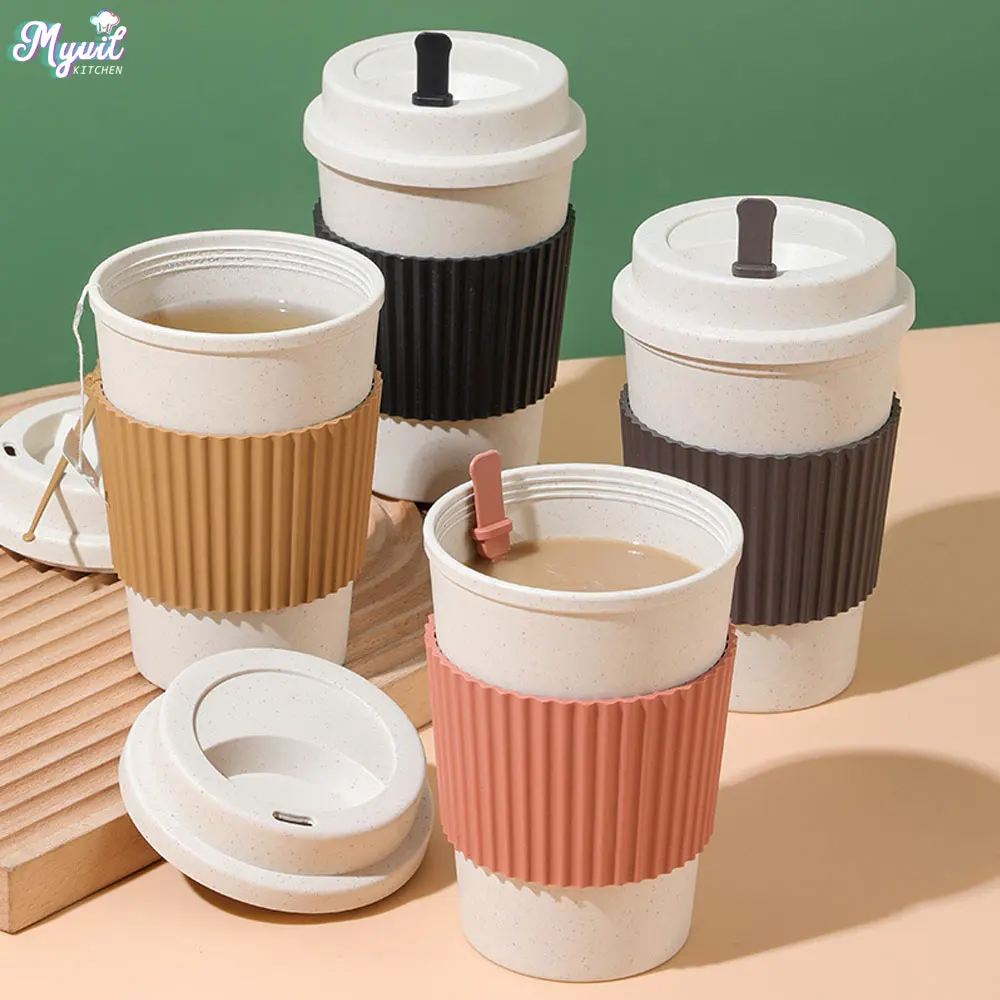 Coffee Tea Exchange - 450 ml Kaffeetassen mit Deckel Weizenstroh