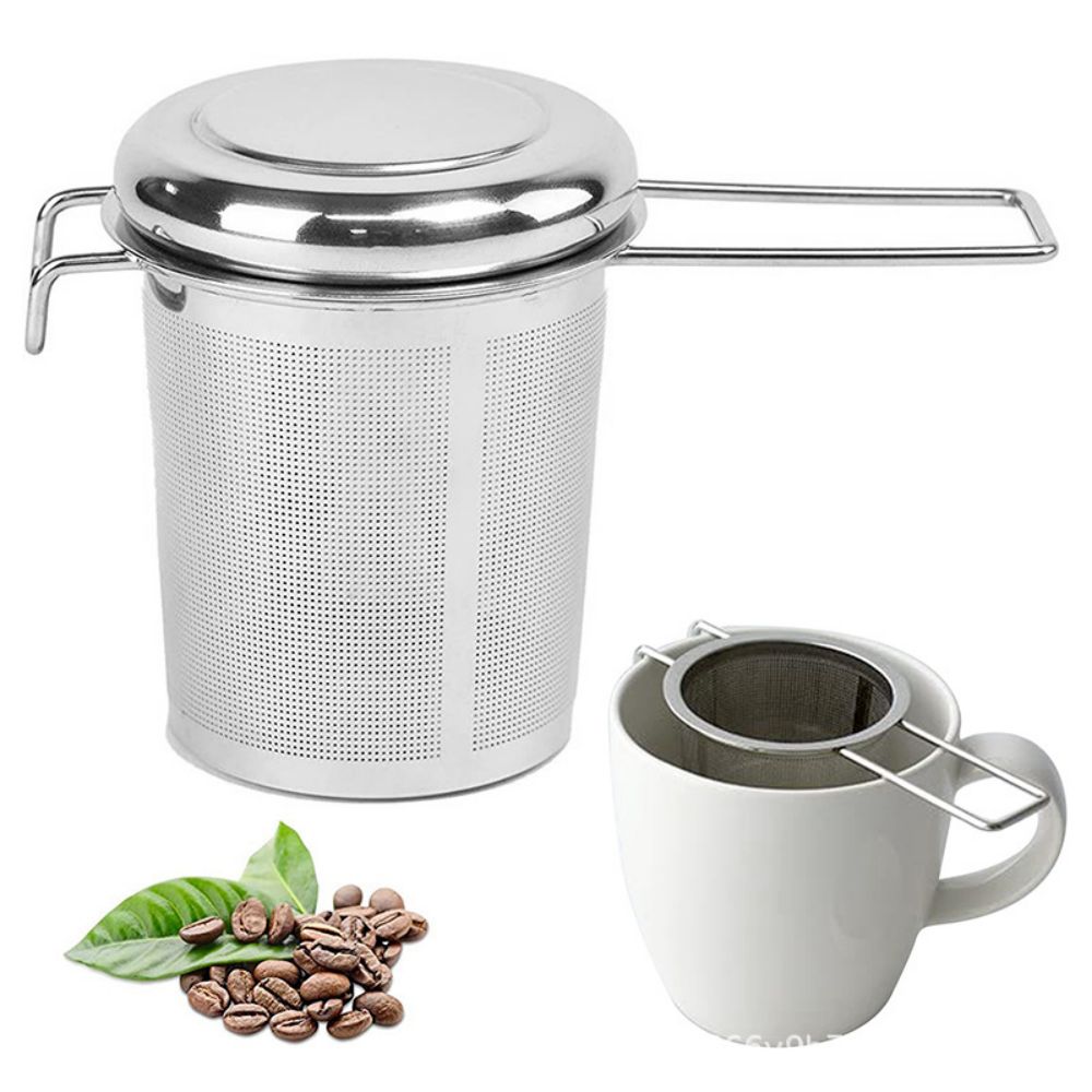 Tea Strainer Mesh - Teesieb aus Edelstahl 304, mit Deckel,