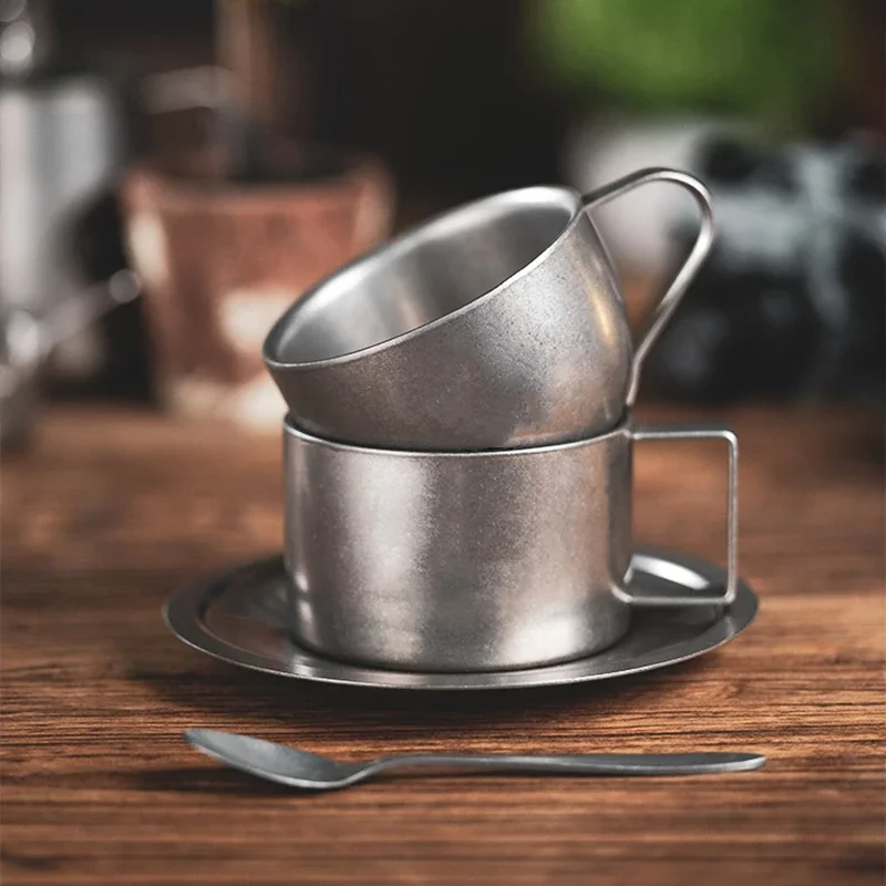 Coffee Tea And Sugar Canister Set - Kaffeetassen-Set aus der Retro-Serie, doppelwandig, Edelstahl