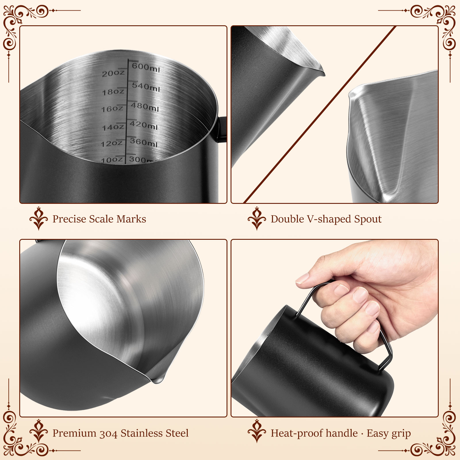 600ml Edelstahl Milchaufschäum – Barista Milk Jug Bewertung und Preis