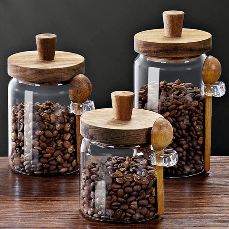 ABJI-Glasbehälter mit Holzdeck – Coffee Tea And Sugar Canister Set Bewertung und Preis