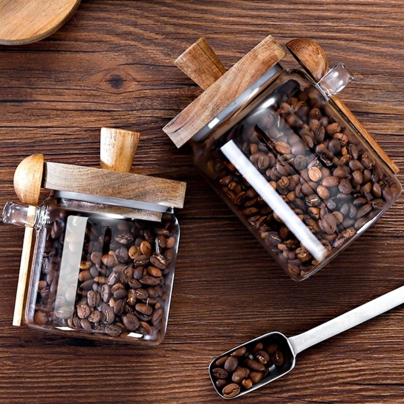 ABJI-Glasbehälter mit Holzdeck – Coffee Tea And Sugar Canister Set Bewertung und Preis