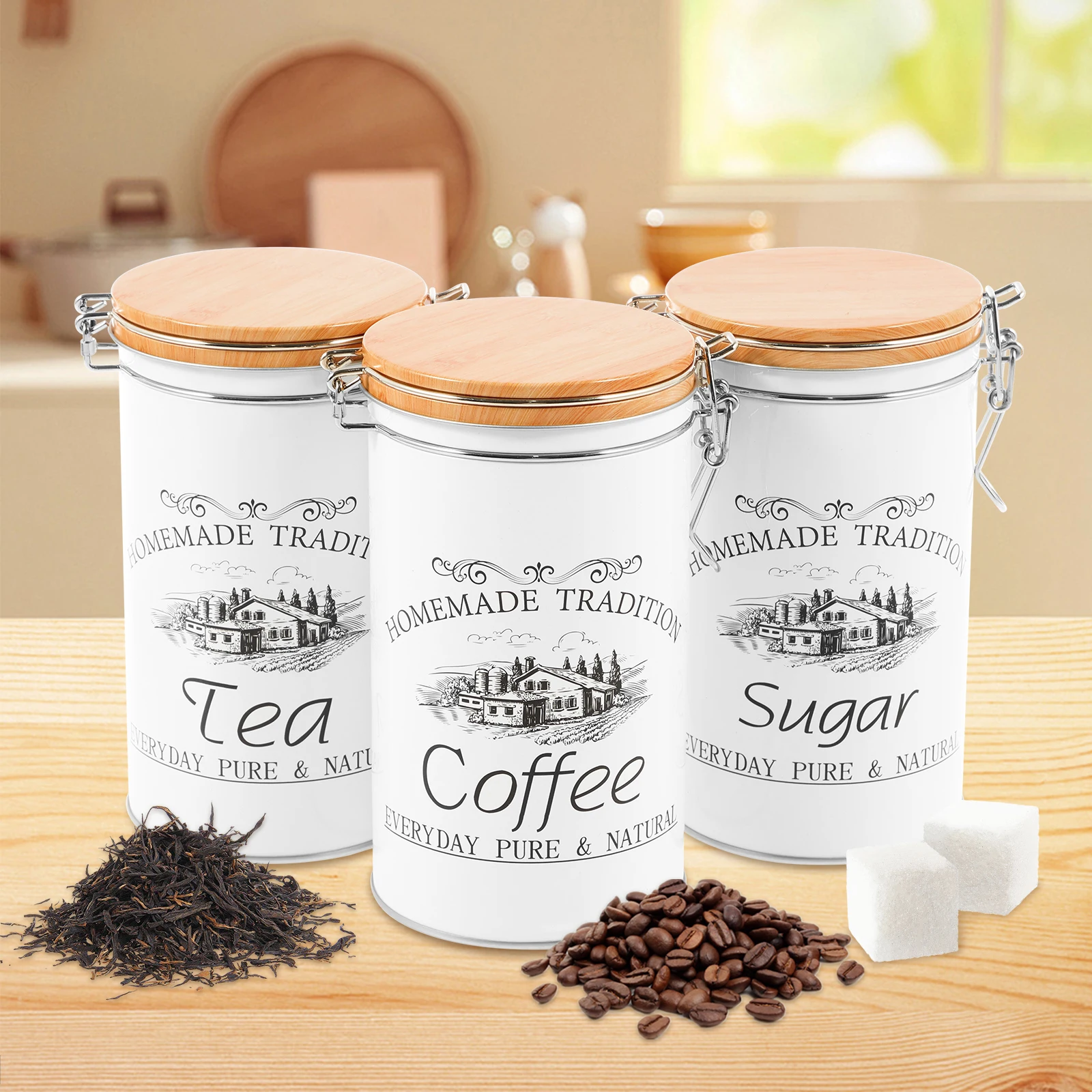 3-teiliges Set Tee-Kaffee-Zuck – Coffee Tea And Sugar Canister Set Bewertung und Preis